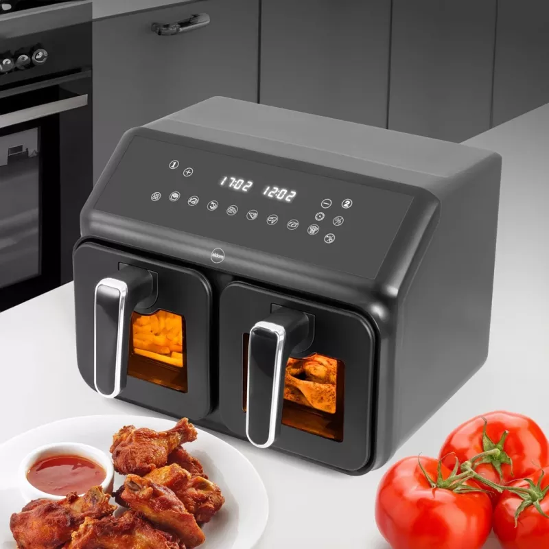 ELDOM FR210 DualCrisp kahekorviga õhufritüür, 2200 W, 8 L mahutavus, LED-ekraan, must