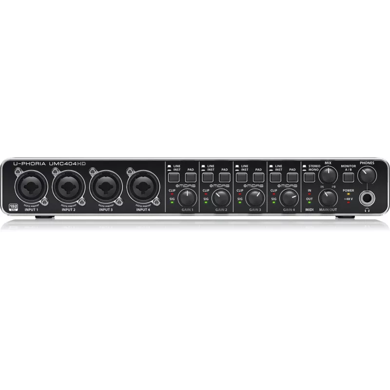 Behringer UMC404HD USB Audio Interface 4x4 24-bit/192 kHz with MIDAS Preamps