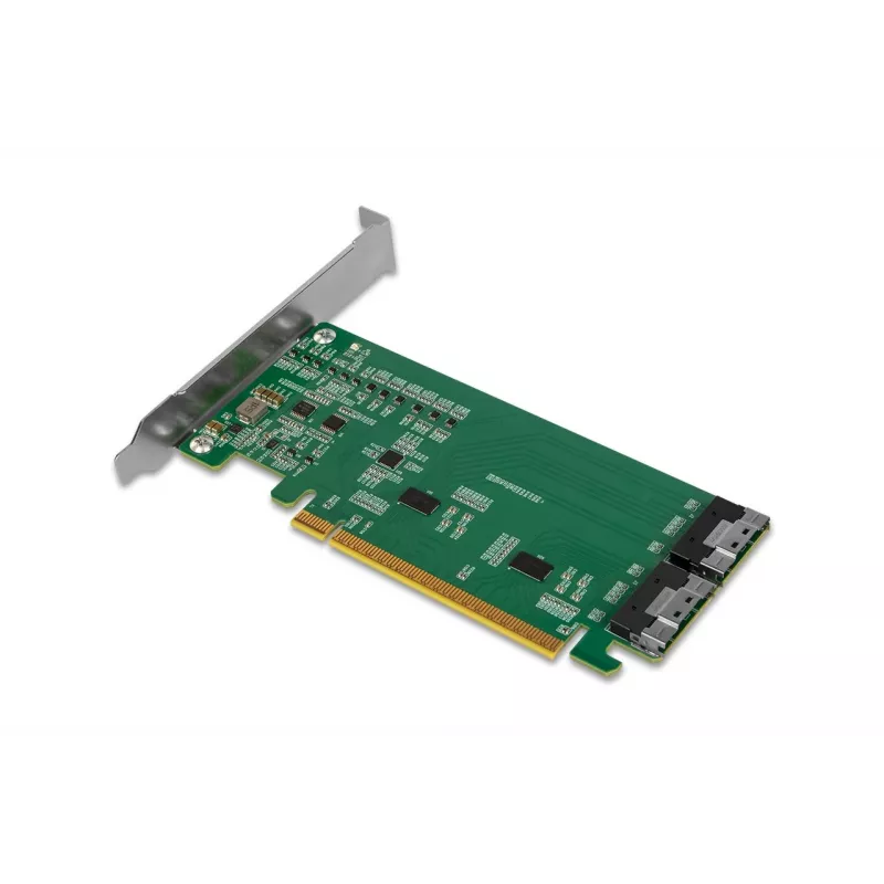 ICY DOCK EXLink MB308A PCIe 4.0 x16 NVMe adapterkaart 2 x SlimSAS 8i (SFF-8654) pistikuga ja redriveriga