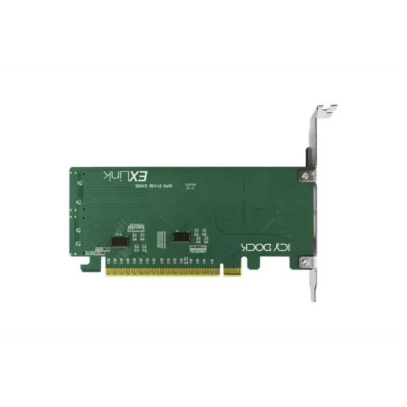 ICY DOCK EXLink MB308A PCIe 4.0 x16 NVMe adapterkaart 2 x SlimSAS 8i (SFF-8654) pistikuga ja redriveriga