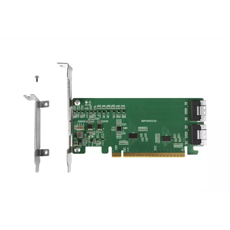ICY DOCK EXLink MB308A PCIe 4.0 x16 NVMe adapterkaart 2 x SlimSAS 8i (SFF-8654) pistikuga ja redriveriga