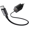 USAMS JC Series CC266 65W GaN Fast Laadija sisseehitatud USB-C kaabliga, Must