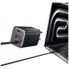 USAMS JC Series CC266 65W GaN Fast Laadija sisseehitatud USB-C kaabliga, Must