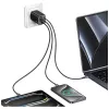 USAMS JC Series CC266 65W GaN Fast Laadija sisseehitatud USB-C kaabliga, Must