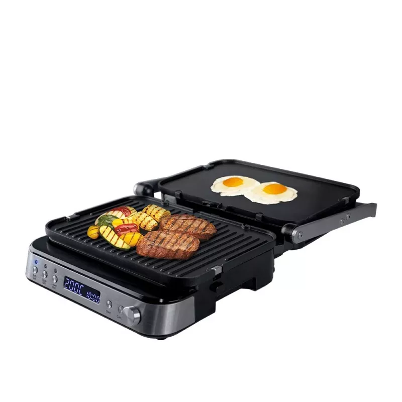 ELDOM GK200 GRILO Kontaktgrill 2000W Reguleeritav termostaat Mittekleepuvad plaadid Must/Hõbe