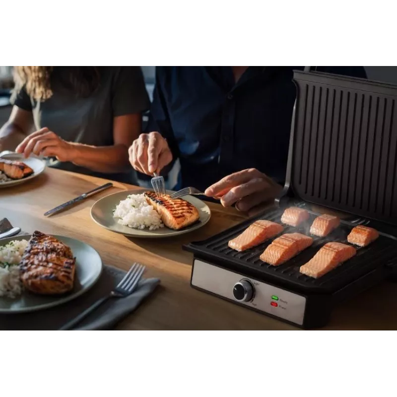 ELDOM GK200 GRILO Kontaktgrill 2000W Reguleeritav termostaat Mittekleepuvad plaadid Must/Hõbe