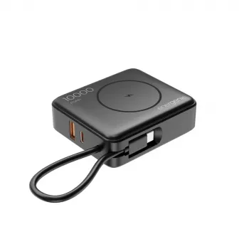 Gembird PB10-WPC15-LCD-01 Fast Laadimise Power Bank Juhtmevaba Laadijaga, 20W, 10000 mAh, Must