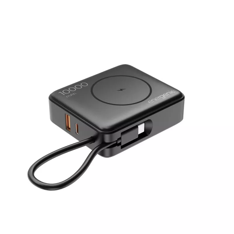 Gembird PB10-WPC15-LCD-01 Fast Laadimise Power Bank Juhtmevaba Laadijaga, 20W, 10000 mAh, Must