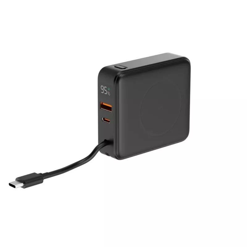 Gembird PB10-WPC15-LCD-01 Fast Laadimise Power Bank Juhtmevaba Laadijaga, 20W, 10000 mAh, Must