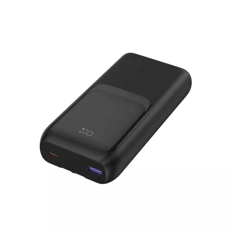 Gembird PB20-PD20-LCD-01 Fast Charging Power Bank with Integrated Cables, 20W, 20000 mAh, Black