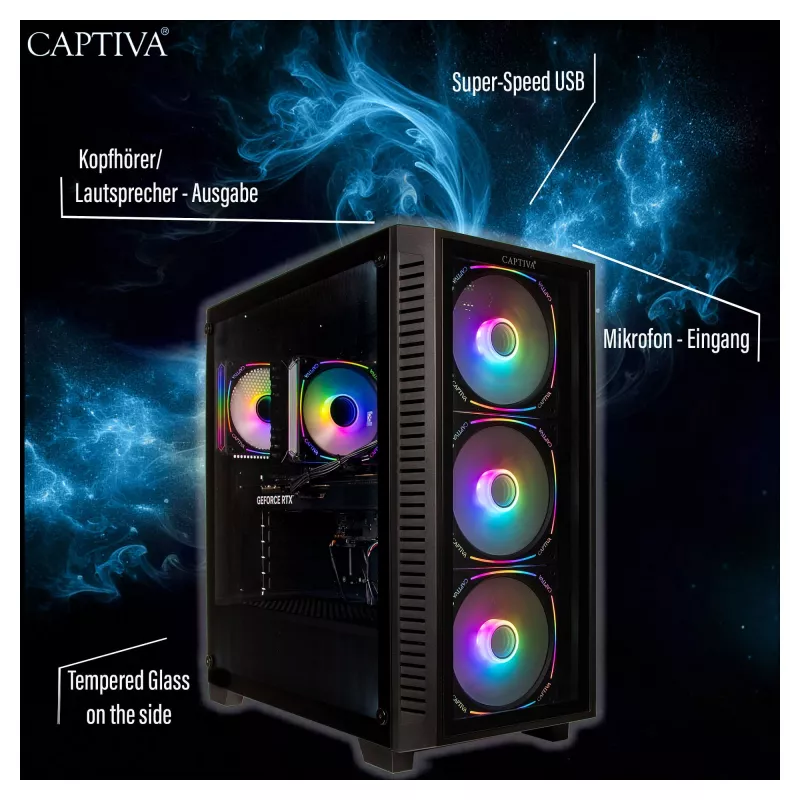 Captiva PC Highend Gaming I89-832 Intel Core Ultra 7 265KF, 32GB DDR5 RAM, 1TB M.2 SSD, Nvidia GeForce RTX 5070 (12GB GDDR7), Z890, Windows 11 Home