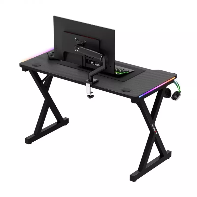 HUZARO Hero 2.3 RGB mängulaud - 1200x600mm, must, Carbon Flex, RGB LED, fikseeritud kõrgus