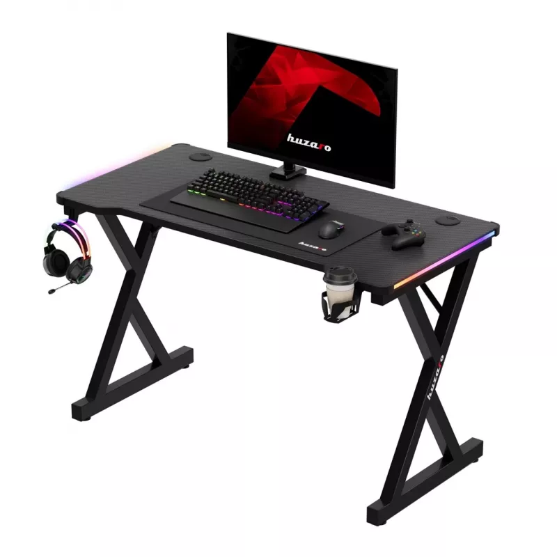 HUZARO Hero 2.3 RGB mängulaud - 1200x600mm, must, Carbon Flex, RGB LED, fikseeritud kõrgus