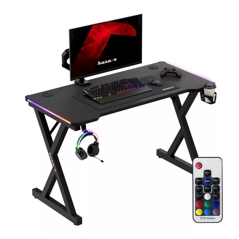 HUZARO Hero 2.3 RGB mängulaud - 1200x600mm, must, Carbon Flex, RGB LED, fikseeritud kõrgus