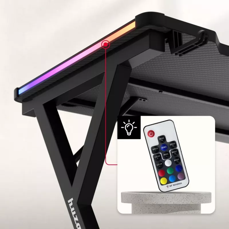 HUZARO Hero 2.3 RGB mängulaud - 1200x600mm, must, Carbon Flex, RGB LED, fikseeritud kõrgus