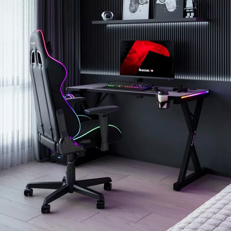 HUZARO Hero 2.3 RGB mängulaud - 1200x600mm, must, Carbon Flex, RGB LED, fikseeritud kõrgus