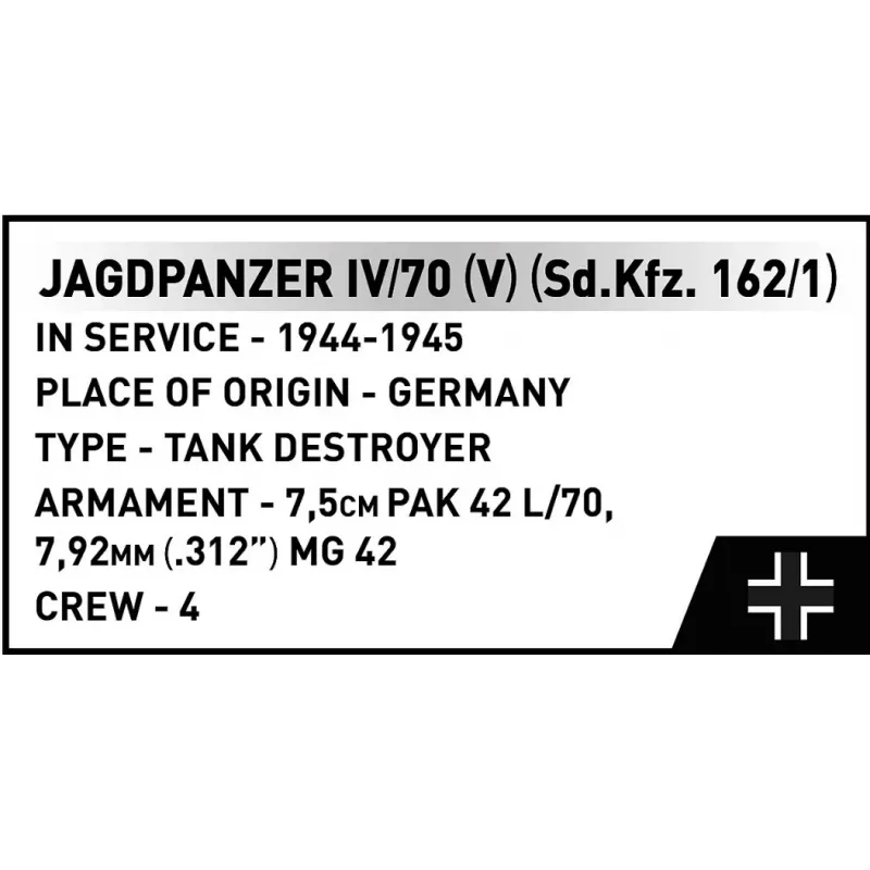 COBI KLOCKI Historical Collection Jagdpanzer IV/70 (V) (Sd.Kfz.162/1) Ehitusklotside Komplekt 1024 tk