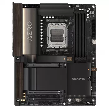 Gigabyte X870E AERO X3D DARK WOOD emaplaat - Toetab AMD Ryzen 9000 protsessoreid, 16+2+2 faasiline digitaalne VRM, kuni 9000 MHz DDR5 (OC), 2x PCIe 5.0 + 2x PCIe 4.0, Wi-Fi 7, 5GbE LAN, USB 4