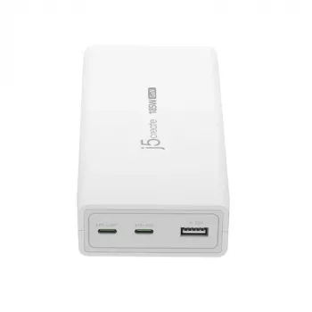 j5create JUP37185W-EN 185W GaN PD 3.1 USB-C 3-Port laadija Valge