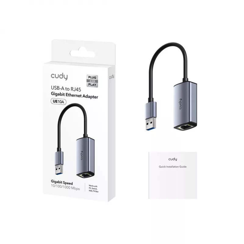 CUDY UE10A USB-A Etherneti adapter - Gigabit RJ45 võrguadapter