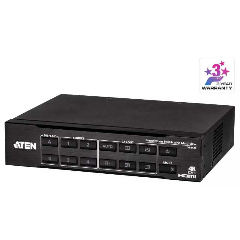 ATEN VP2420 4x2 True 4K Presentation Matrix Switch with Multi View