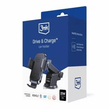 3mk Drive & Charge autotelefonihoidja juhtmevaba laadijaga