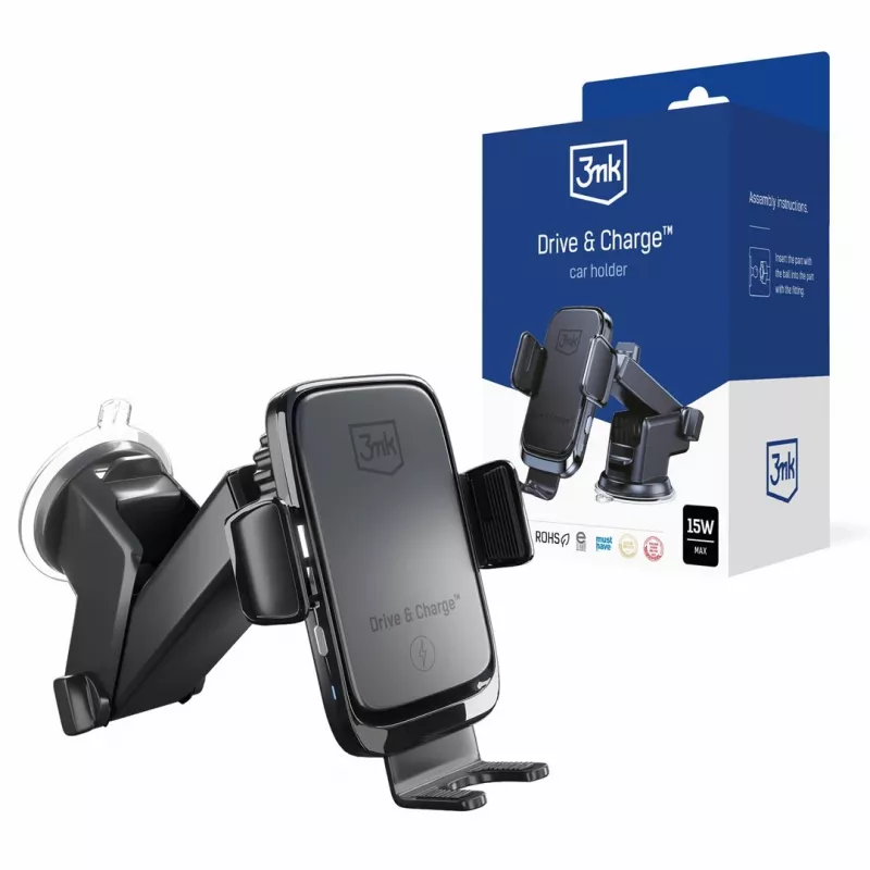 3mk Drive & Charge autotelefonihoidja juhtmevaba laadijaga