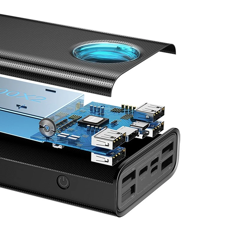 Baseus Amblight Powerbank 30000mAh, 4xUSB, USB-C, 65W, Must