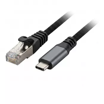 Synergy 21 USB 3.2 Type-C to RJ45 Gigabit Ethernet Adapter Cable 2.0m Black Textile