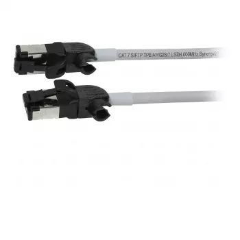 Synergy21 Patch Cable RJ45, CAT6A 500 MHz, 0.25 m, Grey, S/FTP, Slimline Round d=4.5 mm, TPE/LSZH (Superflex), AWG28, with CAT7 Raw Connectors, Rotatable Connector