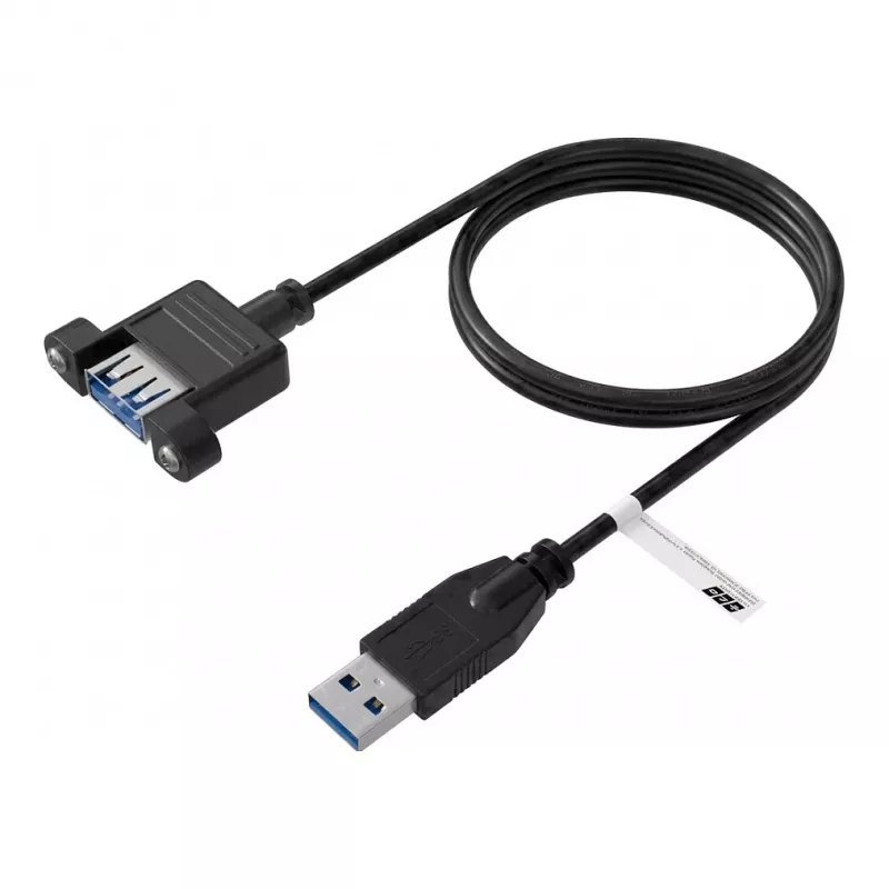 EFB USB 3.0 pikenduskaabel A-A isane paneelikinnitusega emane, 0,5 m, must