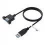 EFB USB 3.0 pikenduskaabel A-A isane paneelikinnitusega emane, 0,5 m, must