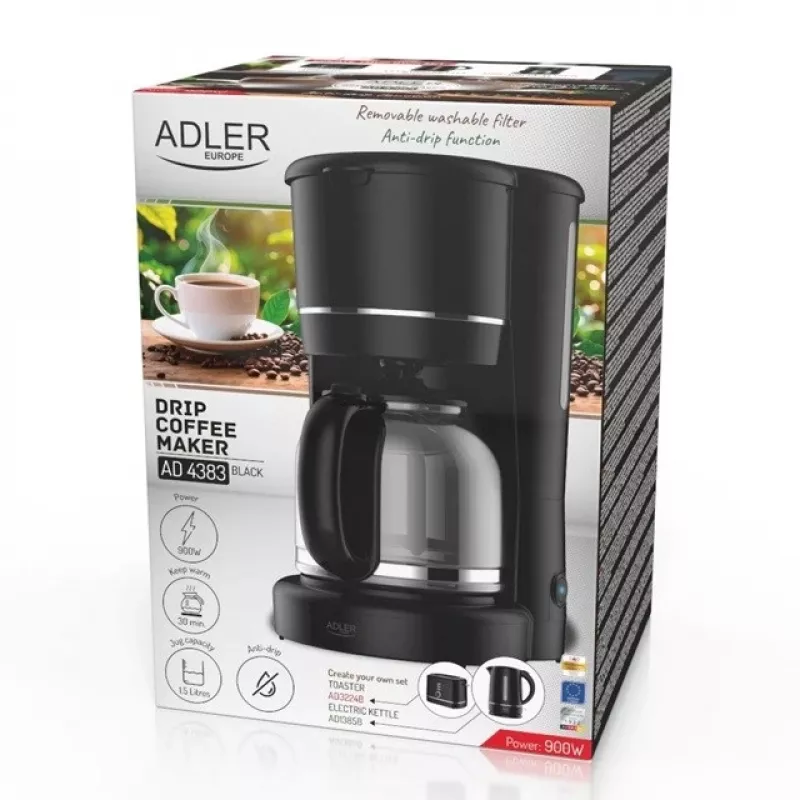 Adler AD 4383 kohvimasin 1,5 L, must