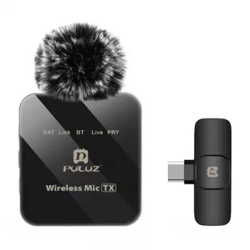 PULUZ PU648B Traadita mikrofon (USB-C) - Professionaalne rinnamikrofon ENC-mürasummutusega, 10 m ulatus, 12 h aku