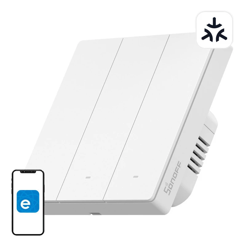 SONOFF M5-3C-86W WiFi Matter Smart Wall Switch (3-kanaliline) Valge