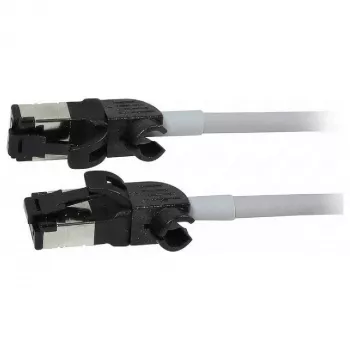 Synergy21 Patch Cable RJ45, CAT6A 500MHz, 1,0m, Grey, S/FTP, Slimline Round d=4,5mm, TPE/LSZH (Superflex), AWG28, with CAT7 Raw Connector, Rotatable Plug