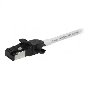 Synergy21 Patch Cable RJ45, CAT6A 500MHz, 0,5m, White, S/FTP, Slimline Round d=4,5mm, TPE/LSZH (Superflex), AWG28, with CAT7 Raw Connector, Rotatable Connector