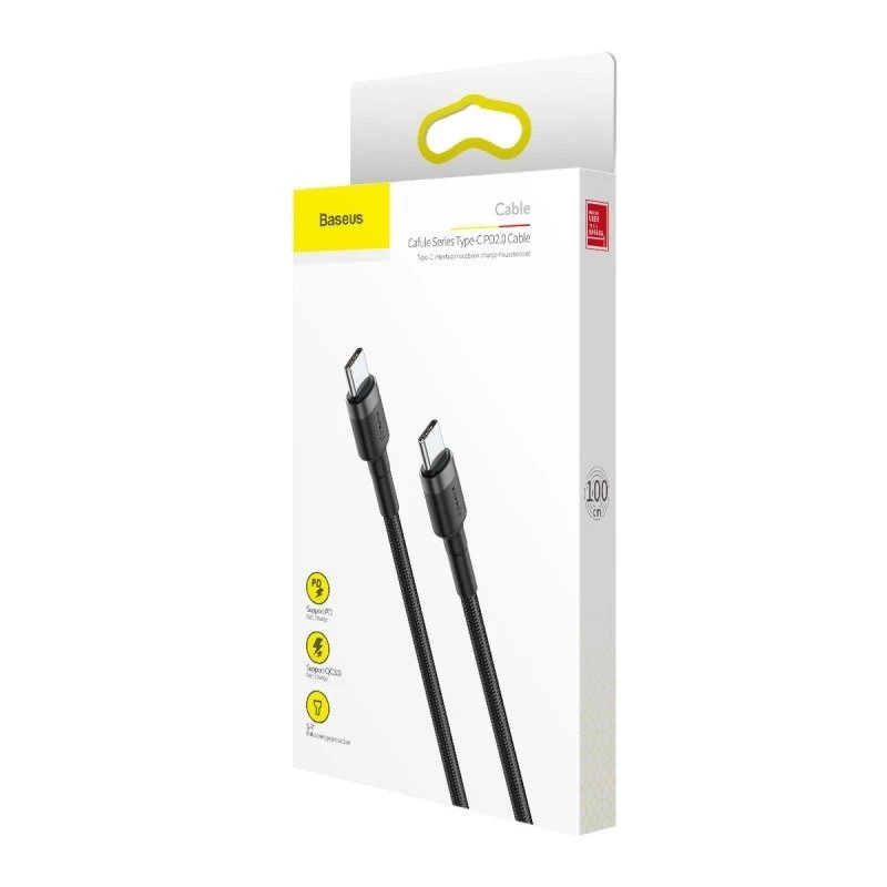 Baseus Cafule USB-C to USB-C kaabel PD 2.0 QC 3.0 60W 1m (Must/Hall)