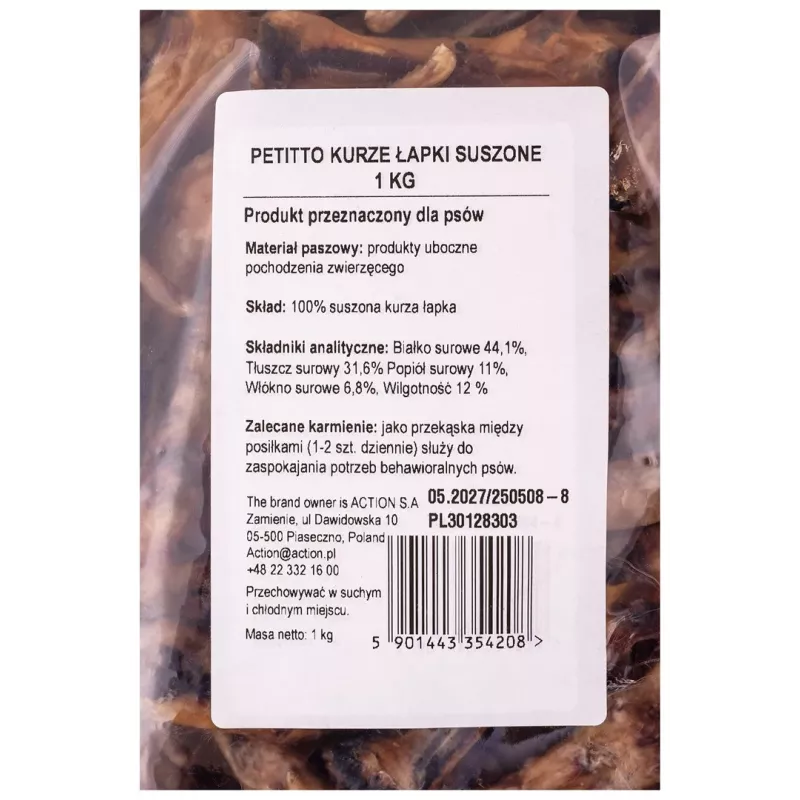 PETITTO Kuivatatud kanajalad koertele 1kg
