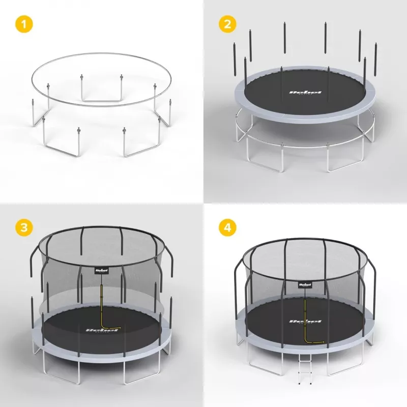 REBEL Active Trampoline PRO 10ft/305 cm koos turvavõrguga, must/sinine