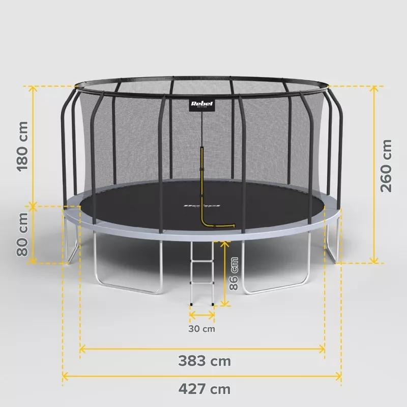 REBEL Active Trampoline PRO 14ft/427 cm with Safety Net and Ladder