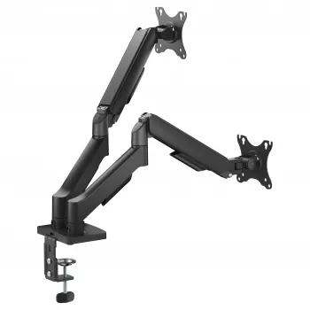 Equip kahe monitori lauakinnitus 17-32 inch ekraanidele, 360° pöörlemine, gaasivedru, 9 kg kandevõime, must