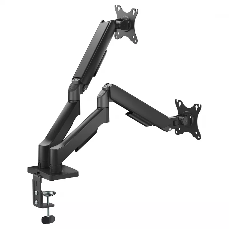 Equip kahe monitori lauakinnitus 17-32 inch ekraanidele, 360° pöörlemine, gaasivedru, 9 kg kandevõime, must