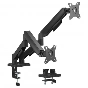 Equip kahe monitori lauakinnitus 17-32 inch ekraanidele, 360° pöörlemine, gaasivedru, 9 kg kandevõime, must