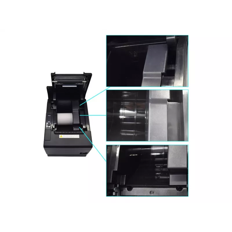 Equip 58/80mm termiline POS-kviitungiprinter automaatse lõikuriga, USB/Bluetooth/WiFi/kassasahtli ühendus, must