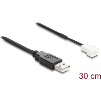Delock USB 2.0 Type-A isane 3-pin ventilaatori ühenduskaabel isane 30 cm (91226)