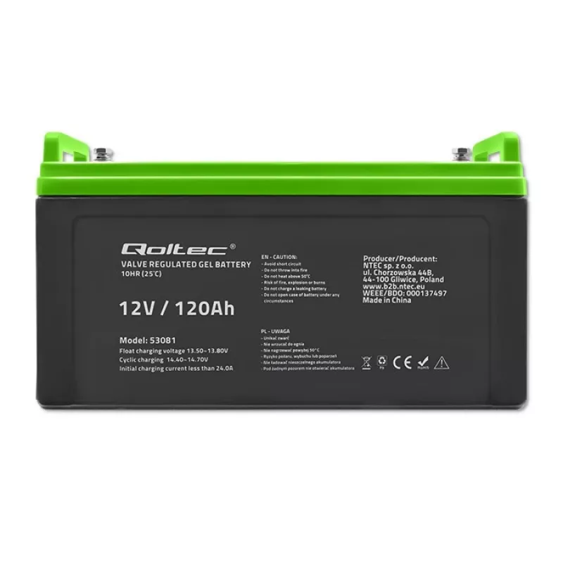Qoltec 53081 Geelaku 12V 120Ah GEL 34.8kg