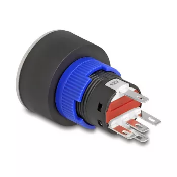 Delock 22 mm paneelile paigaldatav surunupp, lame, punane LED, jooteklemmid, 1 NO, 230 V AC/DC