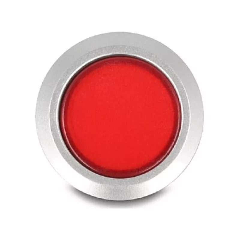 Delock 22 mm paneelile paigaldatav surunupp, lame, punane LED, jooteklemmid, 1 NO, 230 V AC/DC