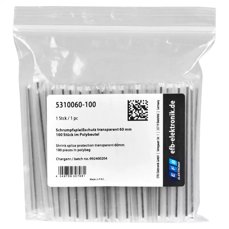 EFB-ELEKTRONIK Fiiberoptiline jätkukaitsja, läbipaistev, 60 mm, 100 tk